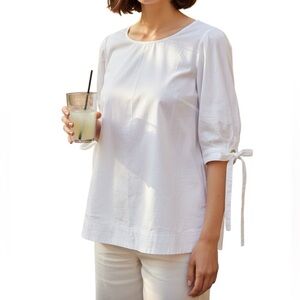 Promod Shirt Womens Size 8 Off White Coastal French Clean Girl Parisian Preppy